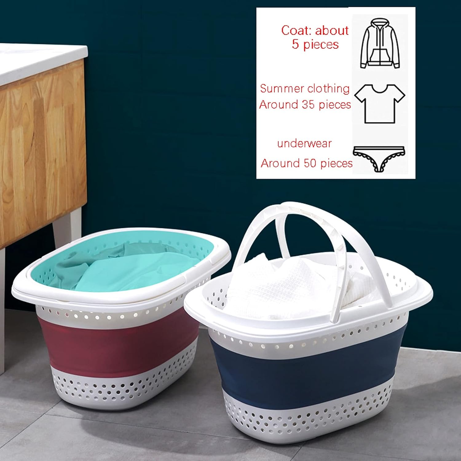 Storage Basket Plastic Plastic Basket Oval Bathtub Foldable Basket Storage Container Portable Wash Organizer Washing Tub Space Saving