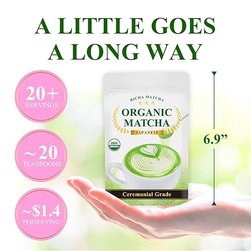 Miniatura 8 de Polvo de té verde matcha de grado ceremonial orgánico - Primera cosecha de Uji Kyoto - Té verde japonés sin azúcar premium - USDA orgánico, sin