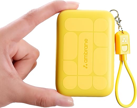 Ambrane Mini Size 10000mAh Powerbank, Very Small Size – Perfect for Hands, Pockets, Bags, in-Built Type C Cable, 22.5W Fast Charging, for iPhone,…