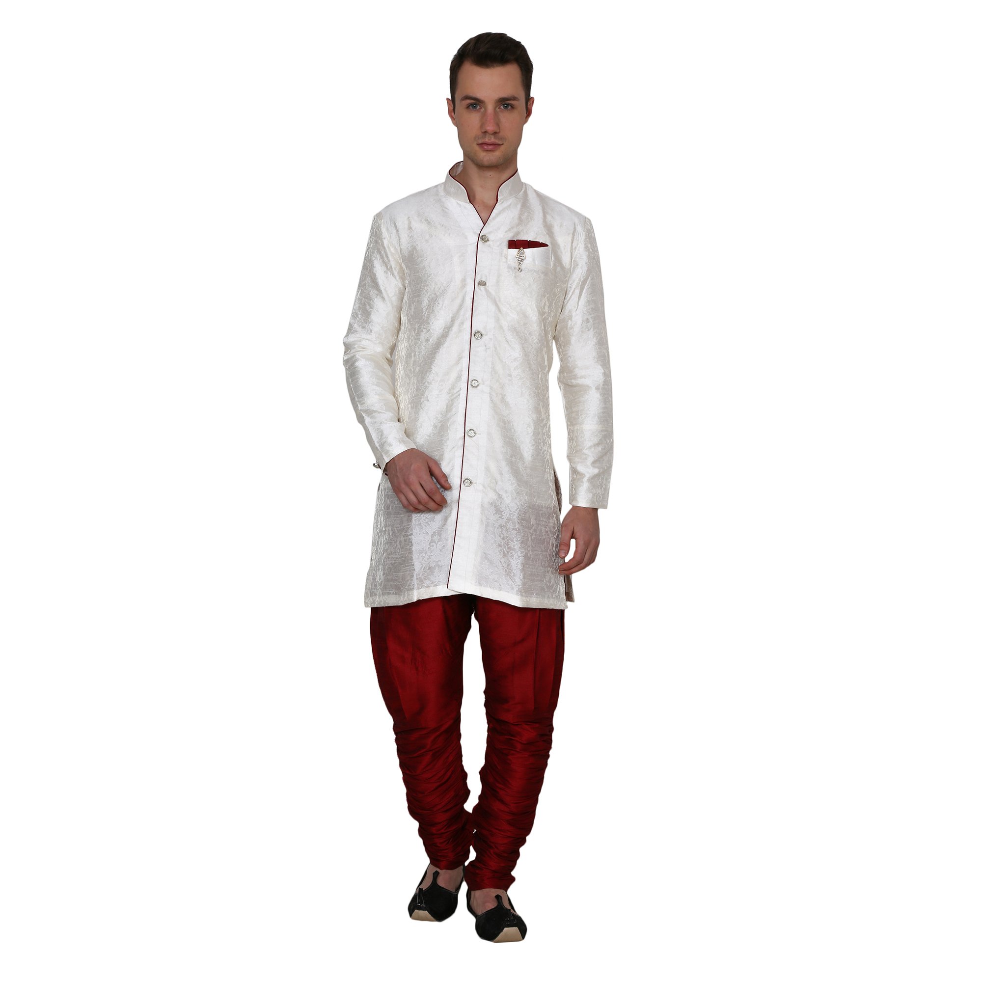 royal kurta Mens Jacqaurd Silk Floral Print Indowestern-picture-16