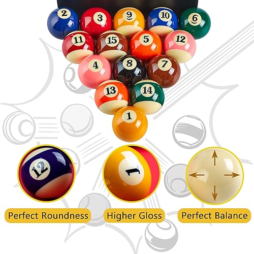 Miniatura 4 de Juego de bolas de billar prémium para mesa de billar, tamaño reglamentario, 16 bolas de billar