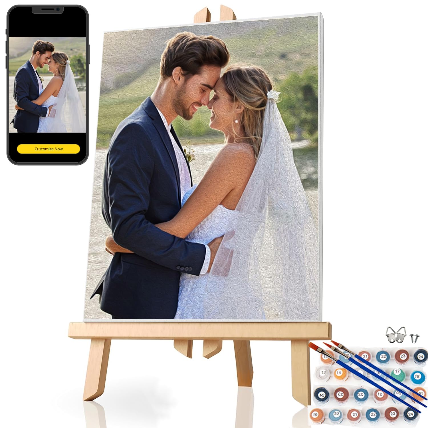 Custom Paint by Number, Personalized Paint by Numbers for Adults Beginner, DIY Canvas Painting Kit for Photo, Customized Painting by Numbers for