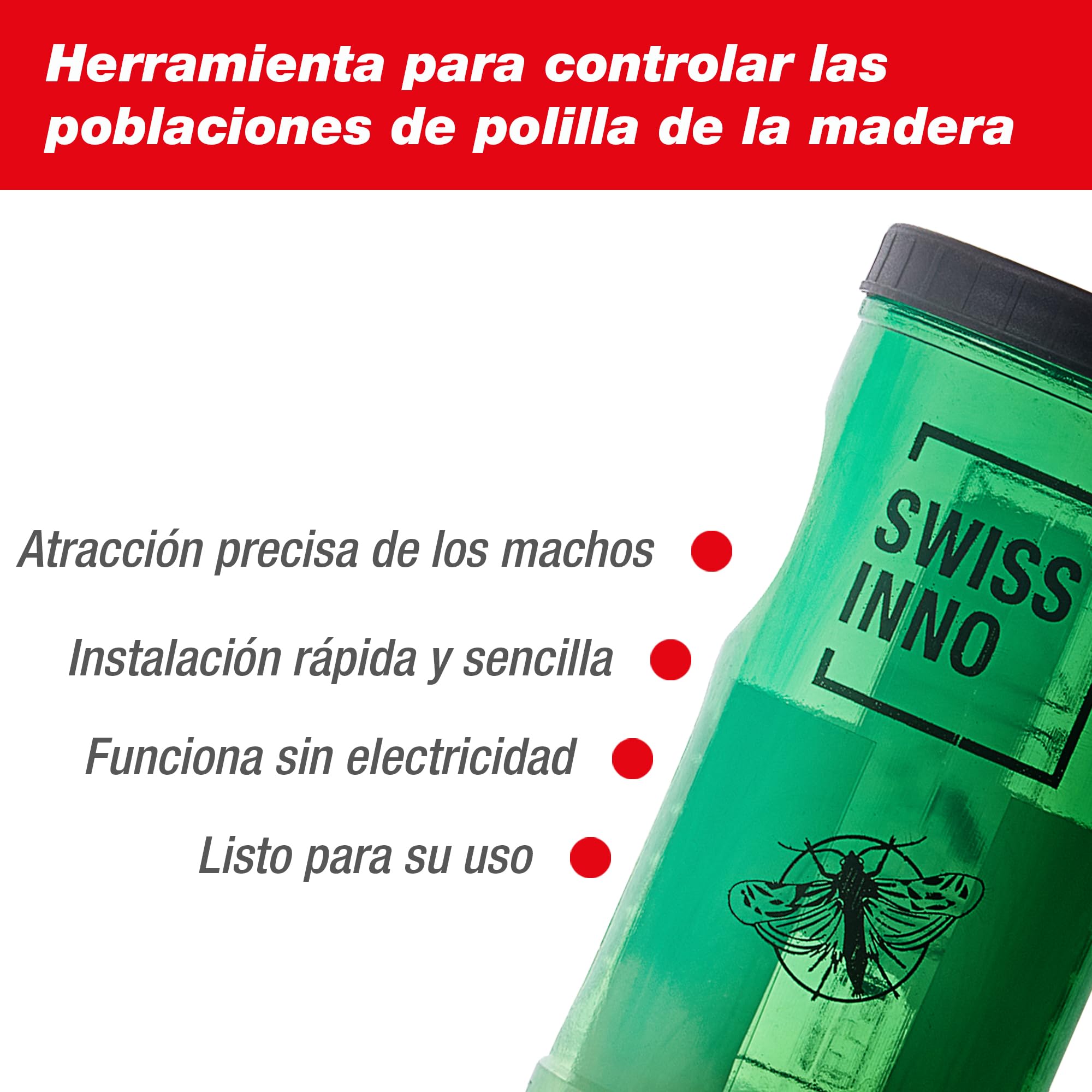 SWISSINNO Trampa para la Polilla del Boj – Control y Monitorización Eficaz – con Feromona y Cinta Adhesiva – Uso Exterior en Jardines, Setos y Arbustos – Reutilizable y Precisa
