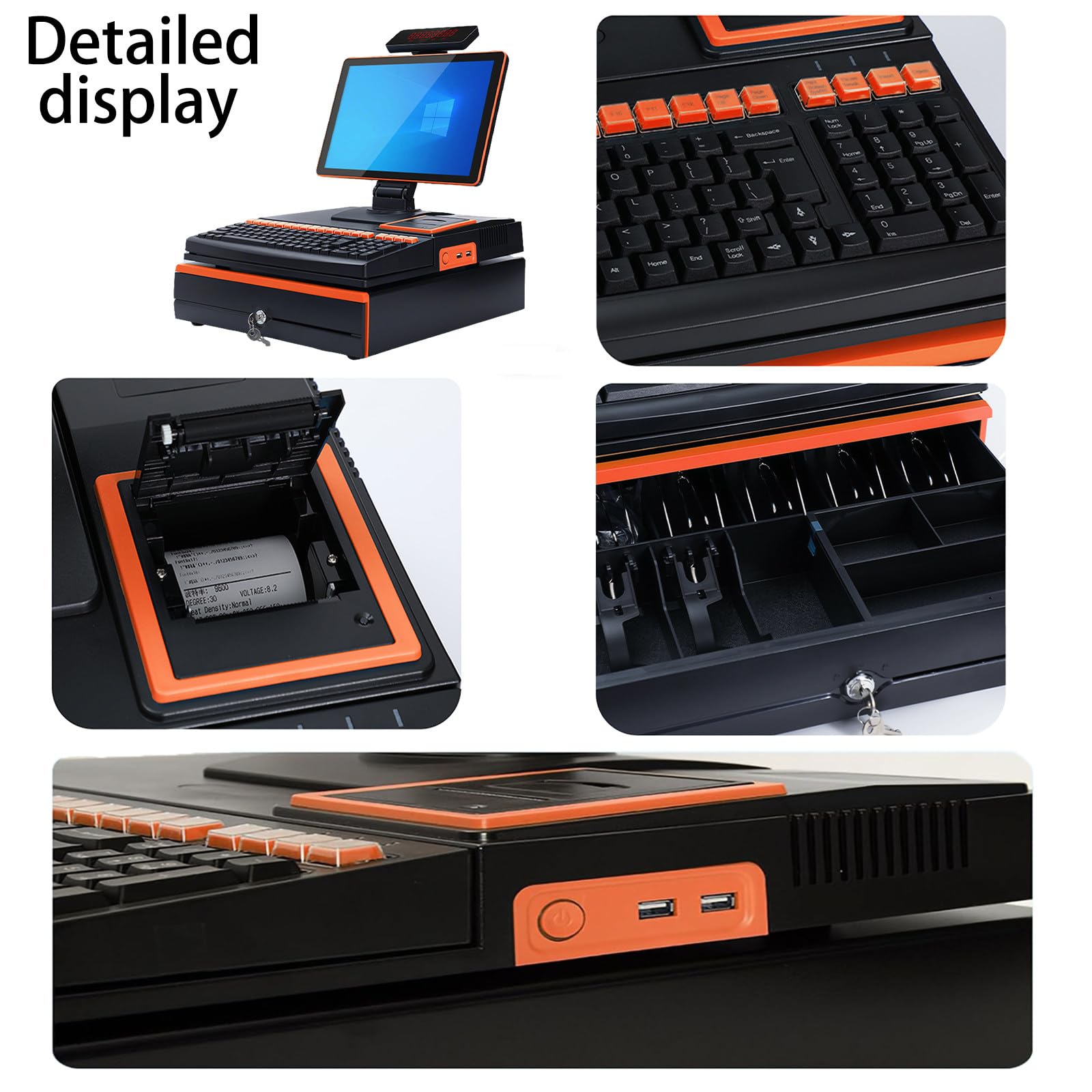 Terminale POS Professionale 15,6", PC Touchscreen Capacitivo,CPU i5, 8 GB, 128 GB, Senza Software, con cassetto portadenaro,Stampante 58 mm, per Commercio e supermercati A