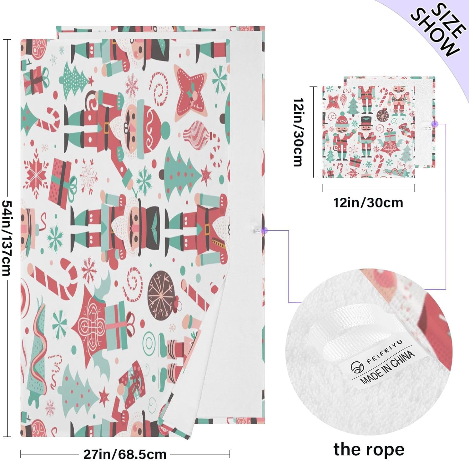 Hand Towels Premium Soft and Highly Absorbent Christmas Nutcracker Characters 2 Pcs Towels for Bathroom Set 100% Cotton Decorative Face Towels