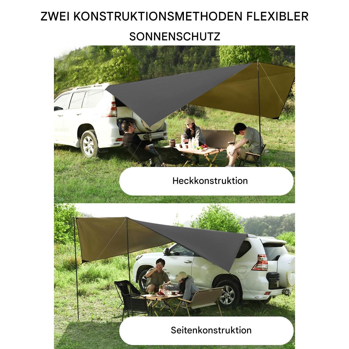 Markiza do samochodu, markiza boczna do samochodu, wodoszczelna, ochrona przed słońcem i cieniem, zadaszenie na zewnątrz i plandeka do SUV, ciężarówki, autobusów, limuzyn, samochodów