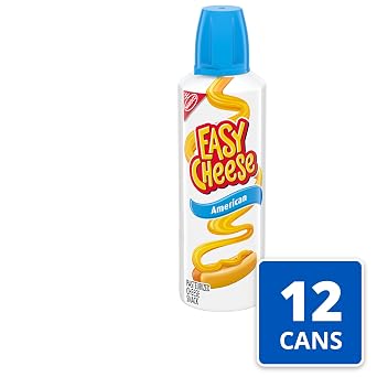 EASY CHEESE American Cheese Snack, 12-8 oz Cans | Pasteurized Cheese Snack, Excellent Source of Calcium, No Need to Refrigerate