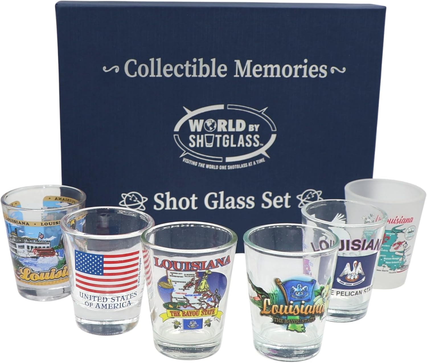 World By Shotglass Louisiana United States USA Souvenir Boxed Shot Glass Set (Set of 6)