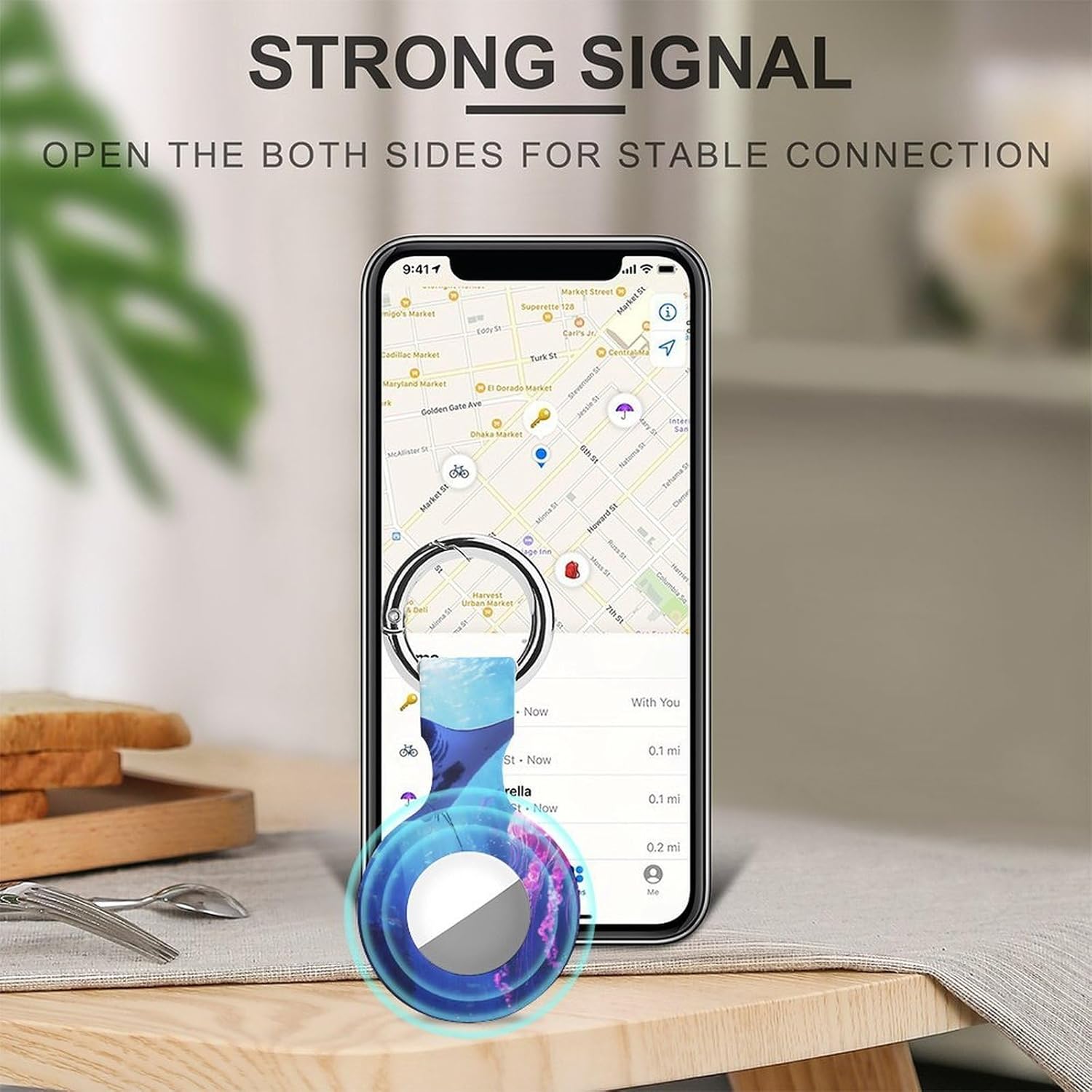 Manta Ray Jellyfish Funny Cover Compatible with AirTag Case Protector GPS Tracker Holder with Keychain