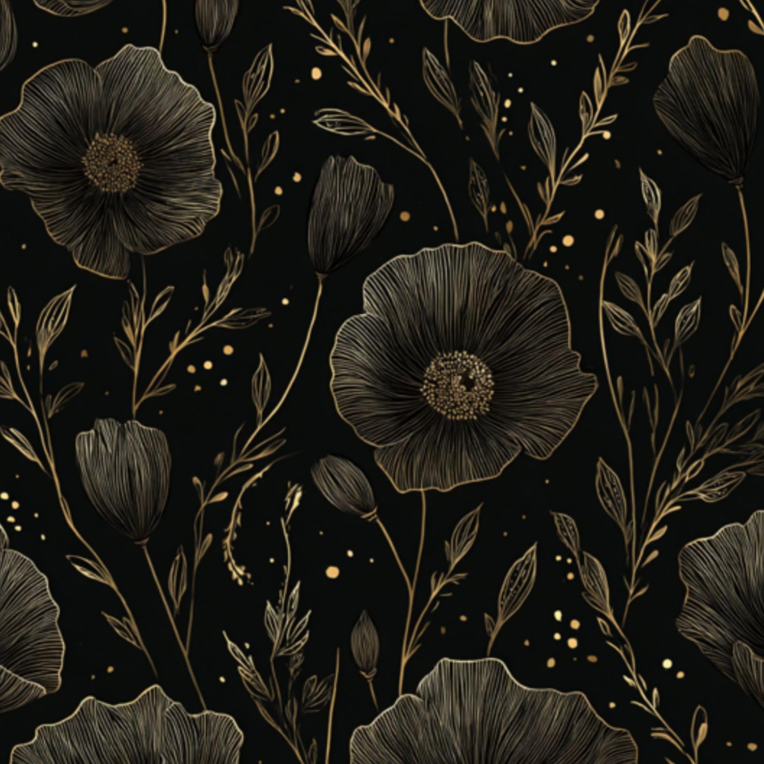 Deruinvaio Multi10 Self Adhesive Feature Removable Elegant Metallic Floral Vine Peel And Stick Vinyl Wallpaper Roll, Sticky Lining Paper For Bedroom, Living Room, Kitchen Walls