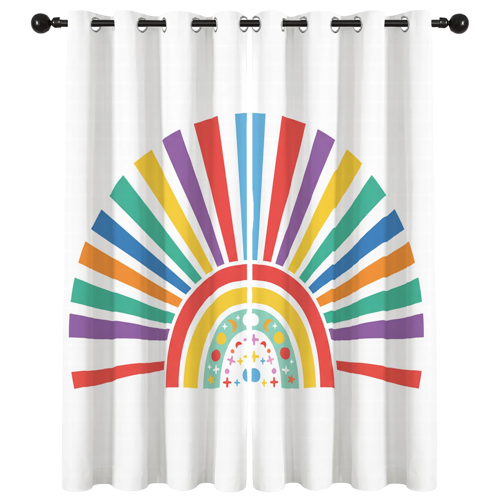 Rideau occultant thermique arc-en-ciel enfant 140x220 cm lot de 2 pour chambre
