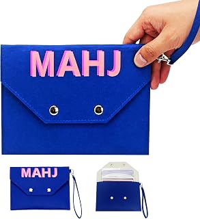 Mahjong Card Clutch Holder Pouch, 7.87 x 5.7 Inches Large Storage Bag with Soft Lining for Mahjong Scorecard Cards Protective Cover Mahjongg Accessories (Navy Blue)