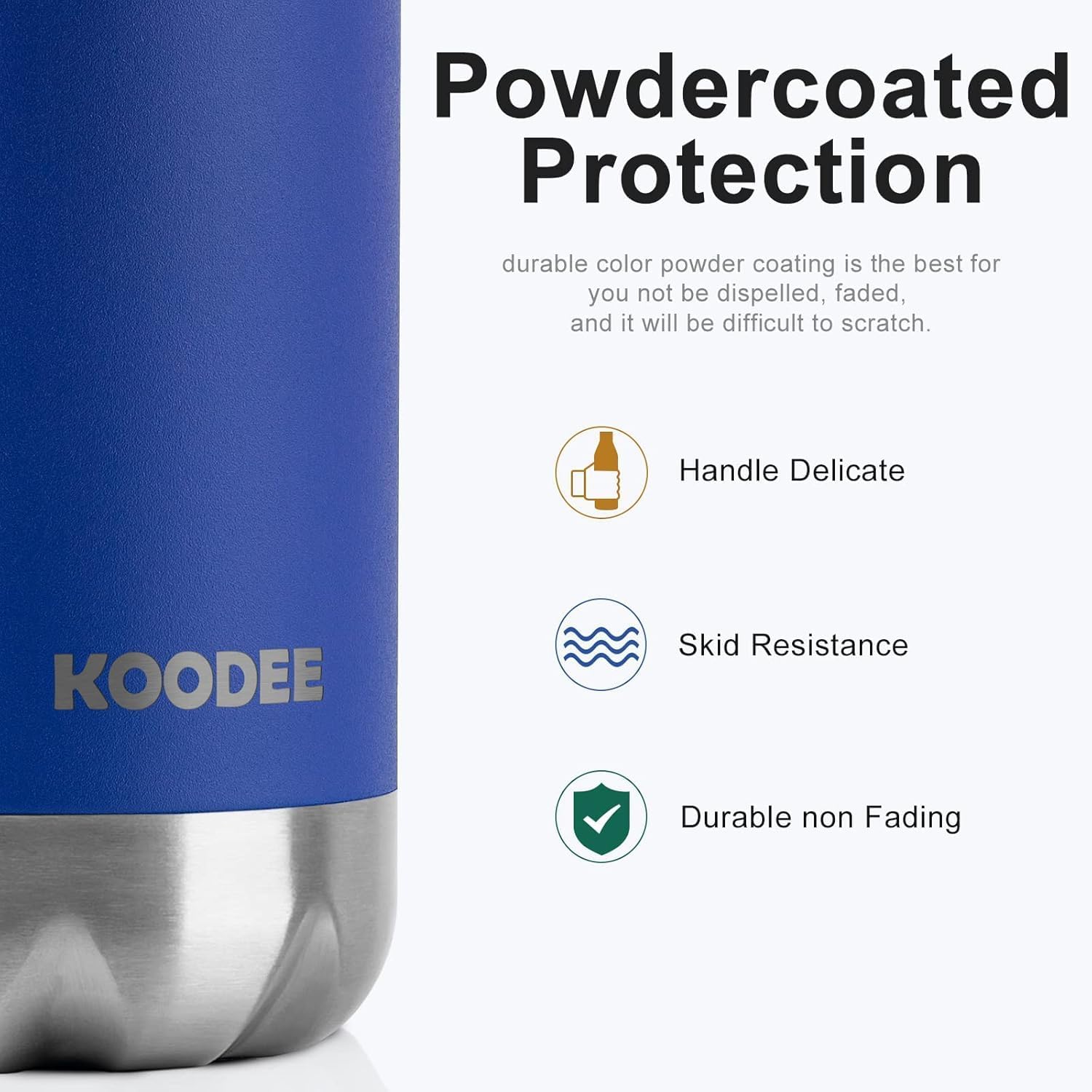 koodee 12 oz Water Bottle for Kids, Stainless Steel Double Wall Vacuum Insulated Sports Bottle Cola Shape Leak-Proof Flask (Navy) - Image 4
