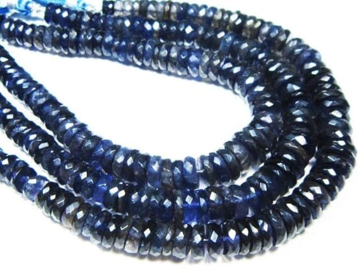 Perles iolite facettées rondelles 7-10mm pour fils de minéraux et création bijoux tendance