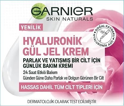 Garnier Hyaluronik Gül Jel Krem Parlak ve Yatışmış Bir Cilt İçin Günlük Bakım Kremi (50 ml)