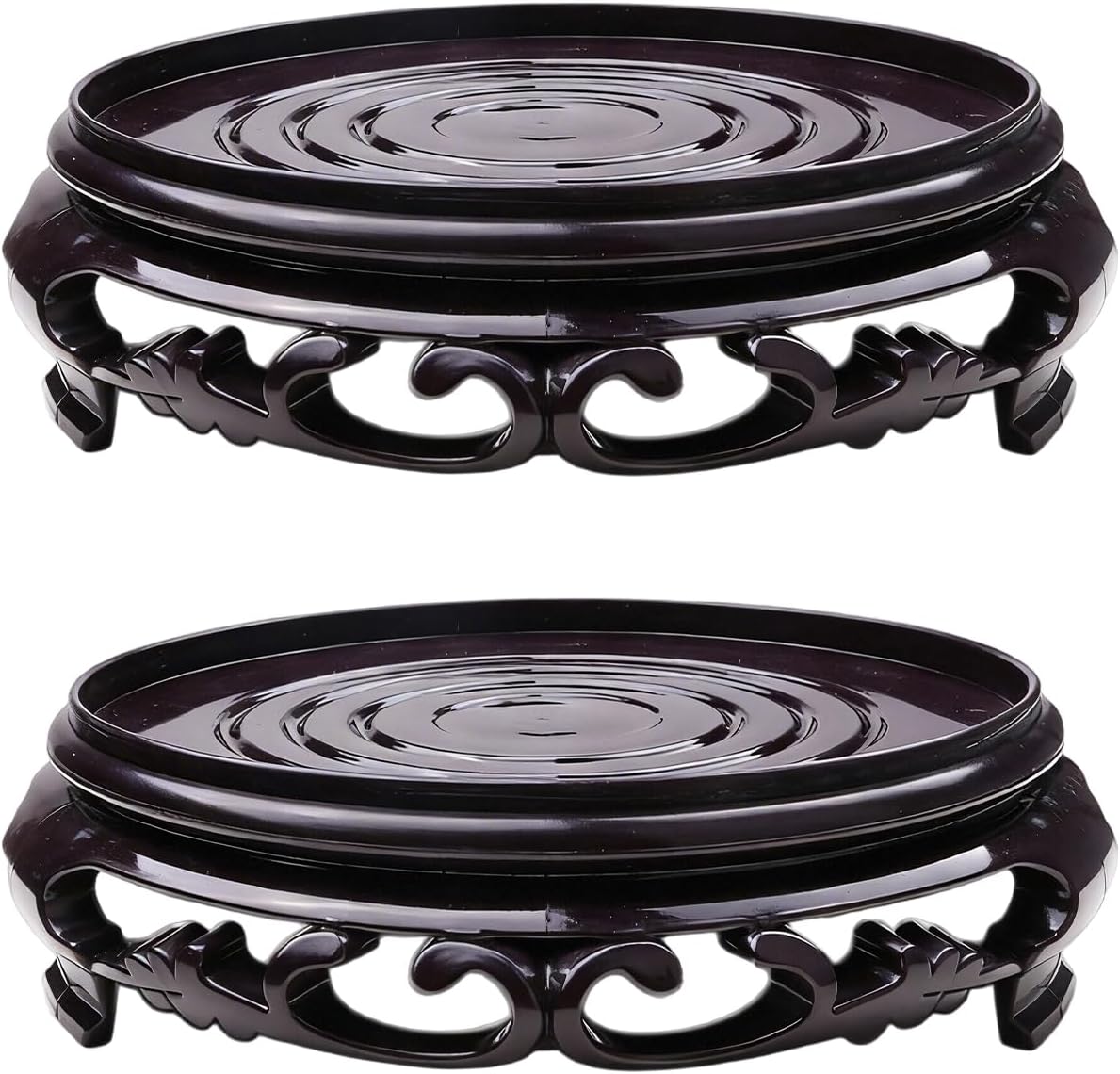 2Pcs Plant Stand 4.4in Round Riser Flower Pot Display Bonsai Rack Holder Plastic Vase Display Stand Pedestal Base for Desktop Counter Room Indoor Outdoor