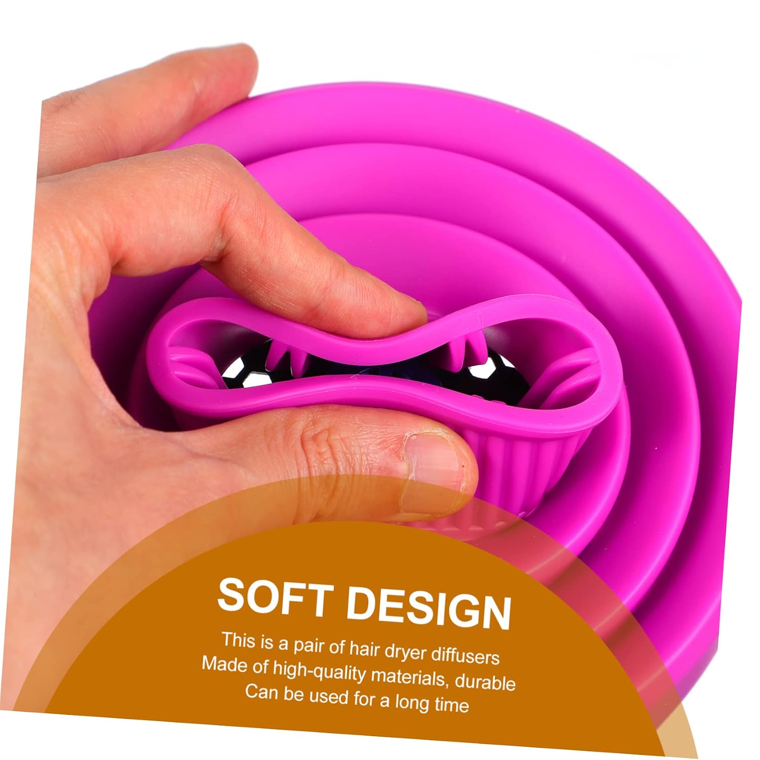 1pair Portable Silicone Hair Dryer Diffusers Folding Design for Even Heat Distribution for Hair Compact Travel Black Purple