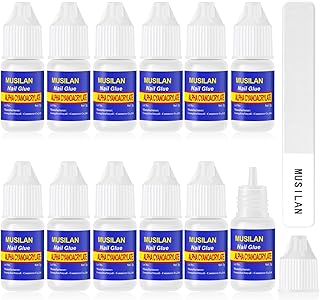 Nail Glue,Nail Glue for Acrylic Nail Tip 12 Bottles Professional False Nail Glue Extension Tips for Broken Adhesive Super for Press on Adhesive with Glass Files