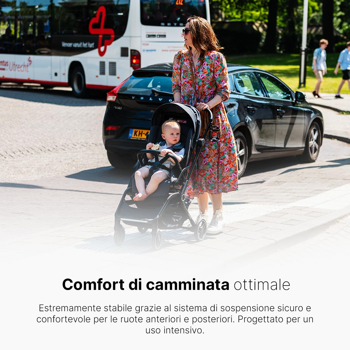 Hamilton by Yoop T1 Buggy - Seduta girevole a 360° - Tecnologia MagicFold™ - Pieghevole - Ruote riflettenti con sospensioni - Include borsa protettiva e portabicchieri - Passeggino regolabile - Cachi