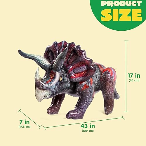Miniatura 4 de JOYIN Juguete inflable de dinosaurio Triceratops de 43 pulgadas para decoraciones de fiesta, regalo de fiesta de cumpleaños para niños y adultos