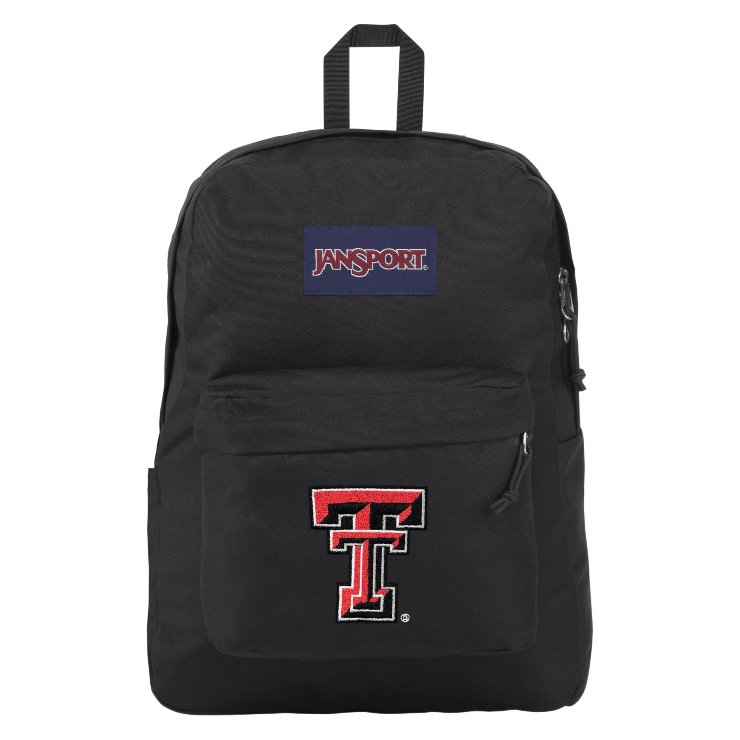 JanSport NCAA Officially Licensed Backpack, Texas Tech Red Raiders, Superbreak Plus with Padded 15'' Laptop Sleeve, Spacious Computer Bag for Men &amp; Women, Durable Daypack with Bottle Pocket, Black