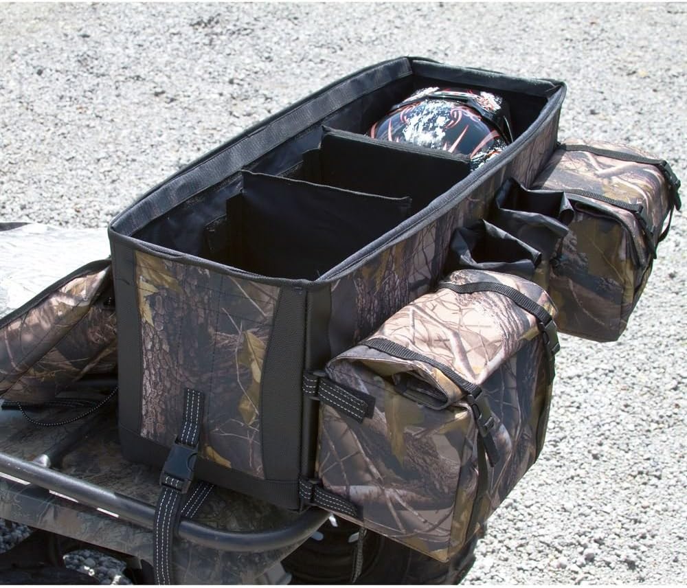 Rage Powersports Black ATV Cargo Rear Rack Gear Bag with Topside Bungee Tie-Down Storage : Automotive