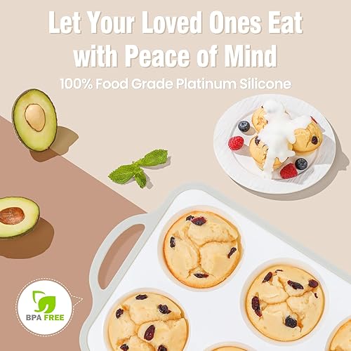 Miniatura 8 de Molde de silicona para magdalenas jumbo con marco metálico, molde grande para pastelitos antiadherente de silicona de grado alimenticio, con asas, 6
