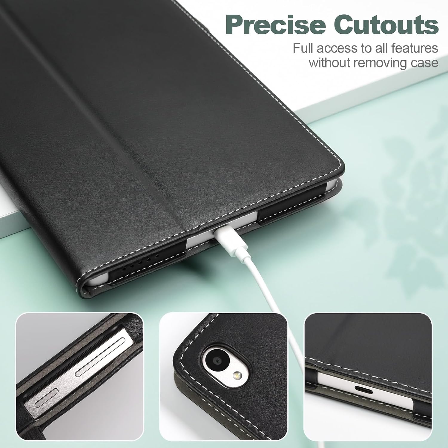 Case for Onn. 10.1 Inch Tablet Gen 4 Model:100135925 2024 Release - Folio PU Leather Stand Cover with Pencil Holder, Black image 4