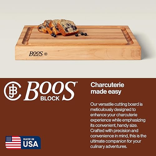 Miniatura 5 de John Boos RA-Board Series Rectangular Wooden Maple Deluxe Barbecue Cutting Board 20”x15” – 2.25” Thick, 20-lb Reversible Butcher Block with Juice