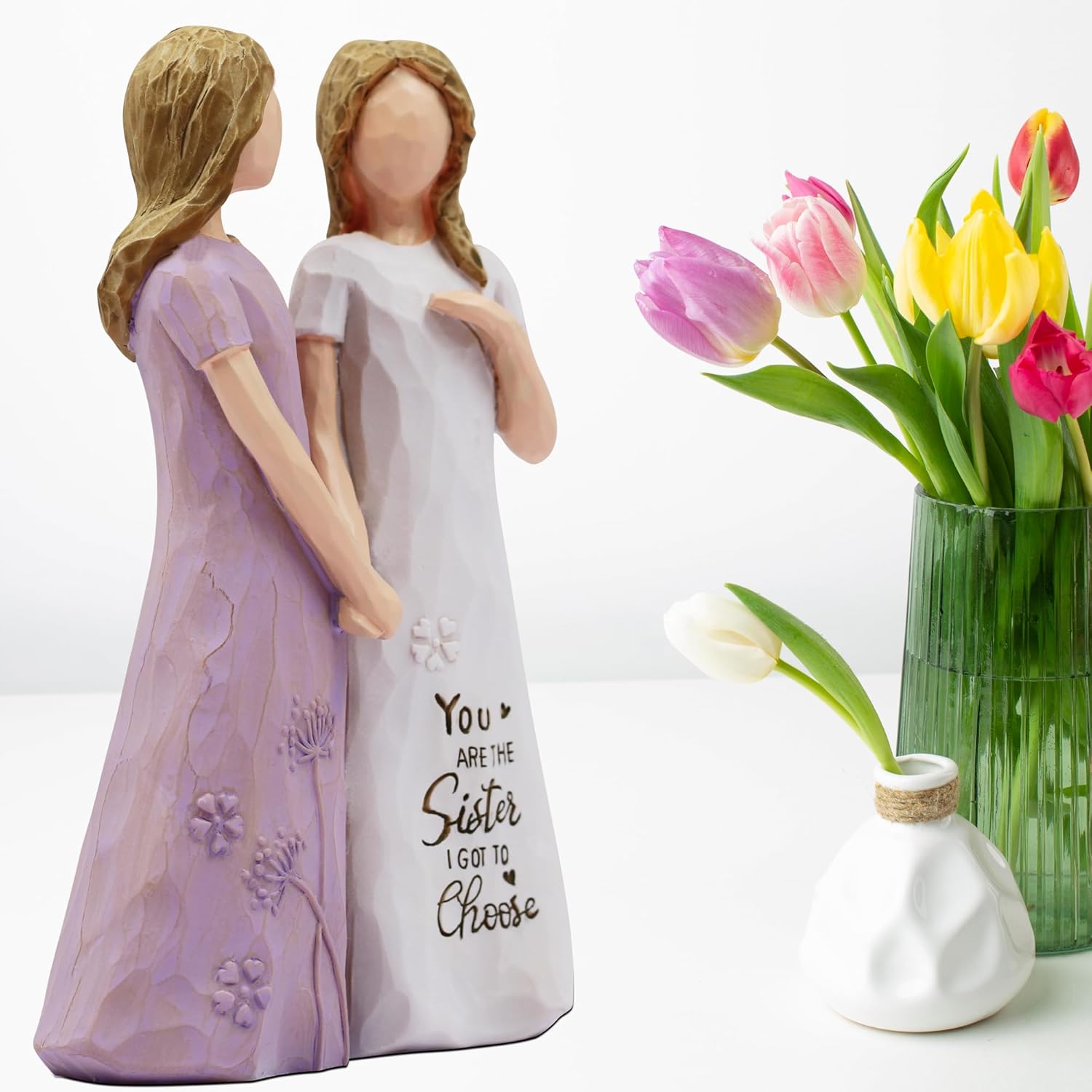 BORLESTA Friend Gifts for Women - Gifts for Friends Women, Friendship Gift for Women, Sister Gifts, Friend, Sister Birthday Gift, Bestie Gift for Women - Friend Hand-Painted Figure (Purple) - Image 2