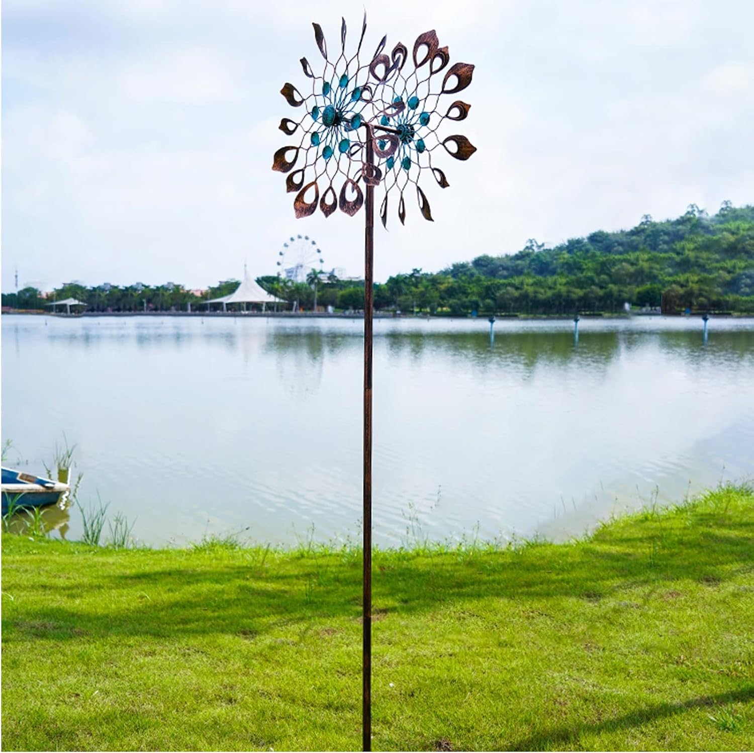 Large Metal Kinetic Wind Spinner, Double Windmill Spinner,Yard Art Spinner Wind Catchers,for Garden Outdoor Decor