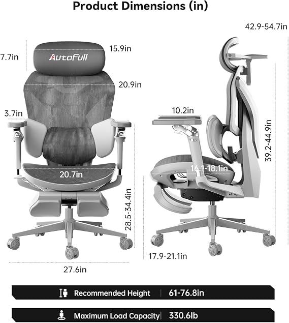 Autofull G7 Gaming Chair - 3-Zone Lumbar, 22-Point Adjustment, Breathable Mesh, Custom Backplate, 720 Armrests, BIFMA Certified Ergonomic, 140 Recline, IGR Certified, Niko Endorsed - Gift for Gamers