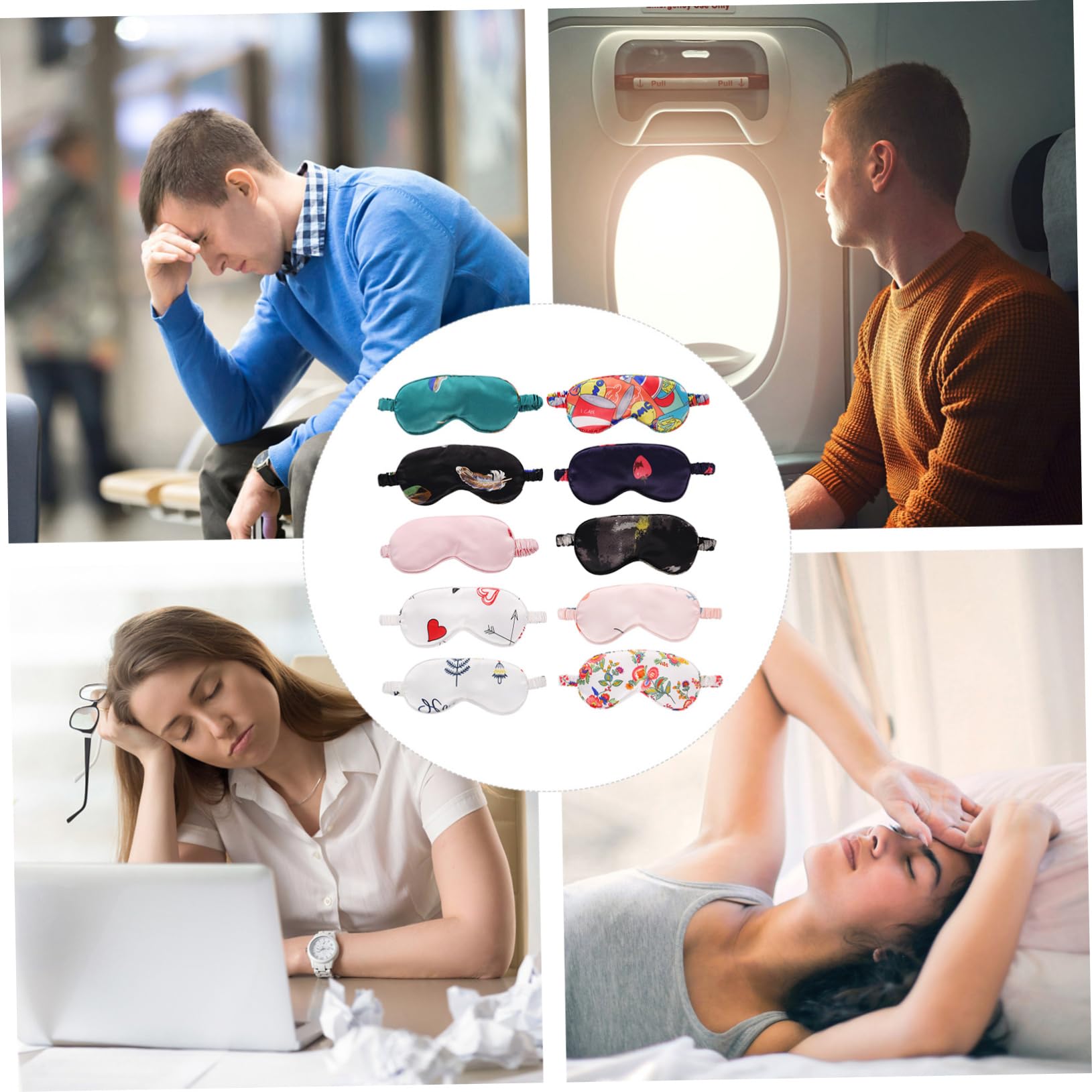 2 Sätze Satinbrille Geschwollen Satinauge Seidenauge Light Würfelunterlage Travel Accessories Lidschatten Augenklappe Schlafende Augenabdeckung Seide 10 Stück * 2 Beavorty