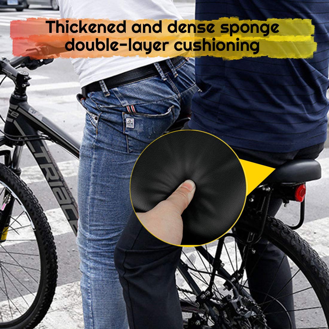 auvstar Cuscino per Sedile Posteriore della Bicicletta, per Bambini, Sedile Posteriore di Sicurezza, Accessorio per Bicicletta, in Pelle PU, Morbido, Adatto per Bambini e Adulti