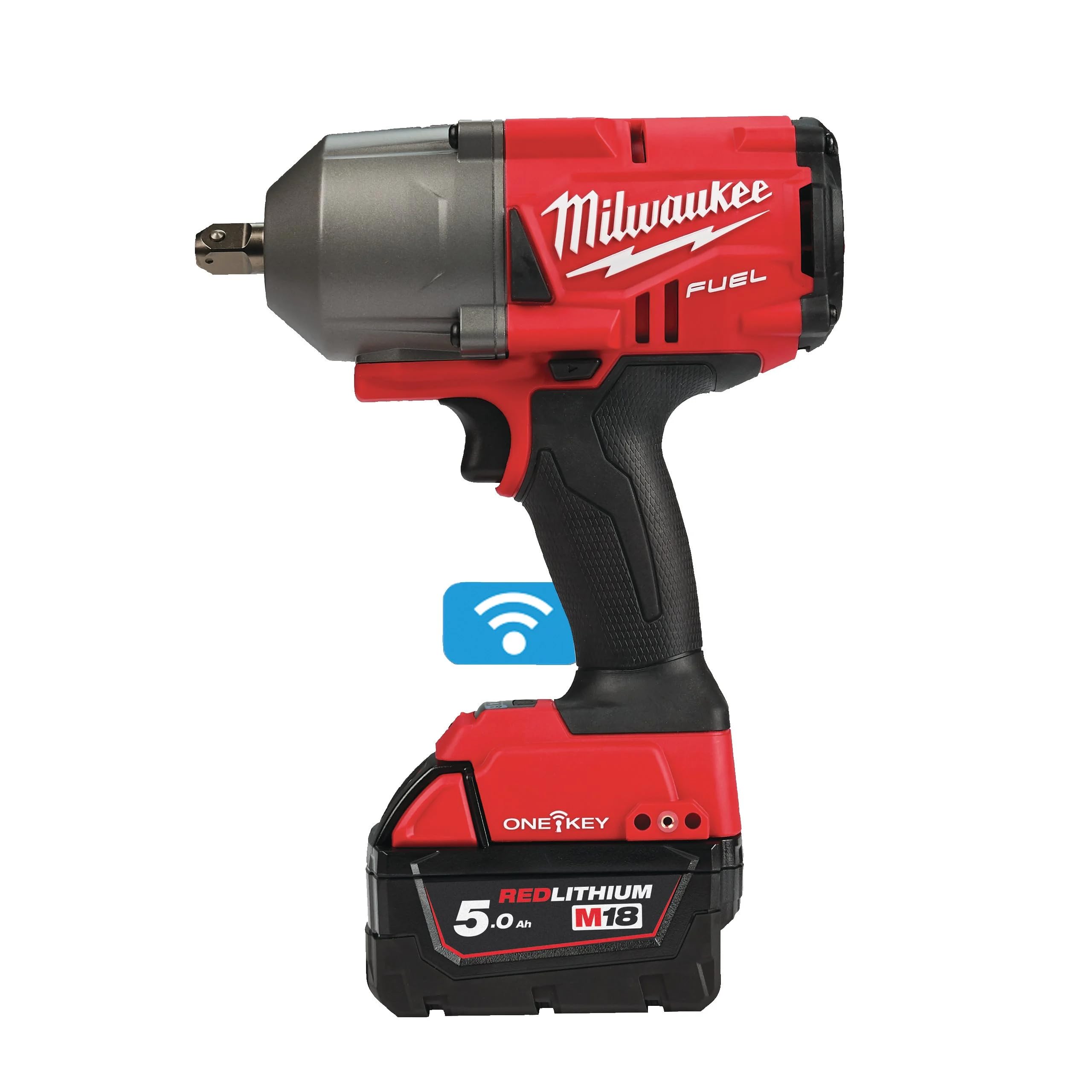 Llave de impacto M18 FUEL SIN ESCOBILLAS ONE KEY, 1/2" con pin 1017Nm, Red Lithium 5,0Ah con Dynacase