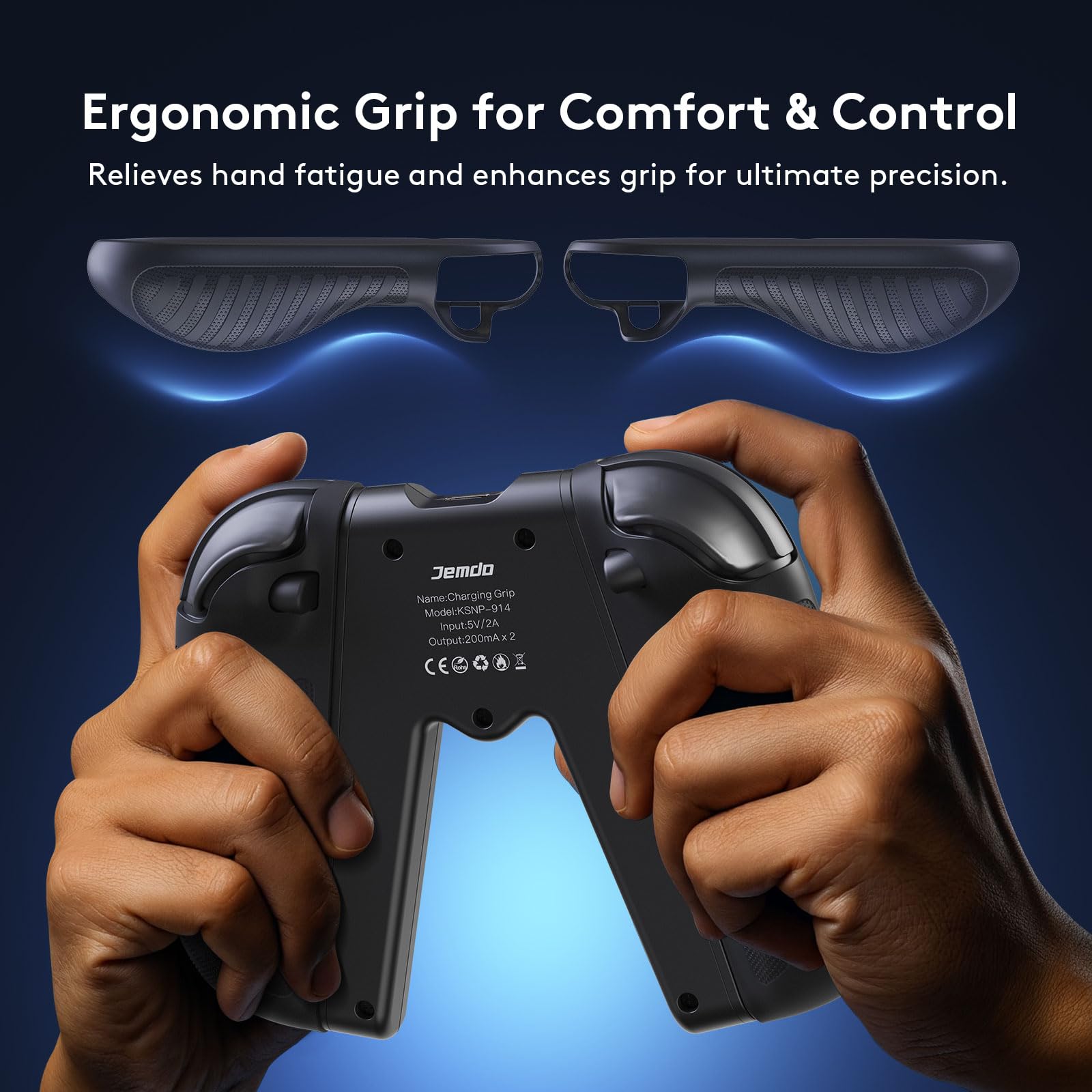 JEMDO Magnetische Joy Con 2 Aufladehalterung mit 2 Grip Case kompatibel mit Nintendo Switch 2, Ergonomische Controller Halterung mit Ladegerät, LED-Anzeige, USB-C Kabel Reisegeeignet, Schwarz
