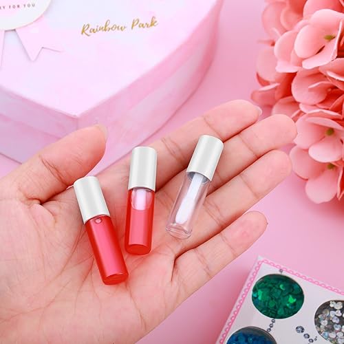 Miniatura 24 de Patelai 100 unidades de mini tubo de brillo de labios transparente, rellenable, vacío, bálsamo labial, contenedores de brillo, botellas Negro -,Oro