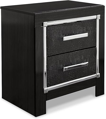 Miniatura 13 de Signature Design by Ashley Lodanna Modern Glam - Mesita de noche con 2 cajones con opciones de carga USB e inalámbrica, 24.41 pulgadas de alto,