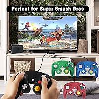 Vista 3 de 4 controladores para Gamecube con 4 cables de extensión y adaptador USB de 4 puertos para Switch PC consola Wii U BBRG