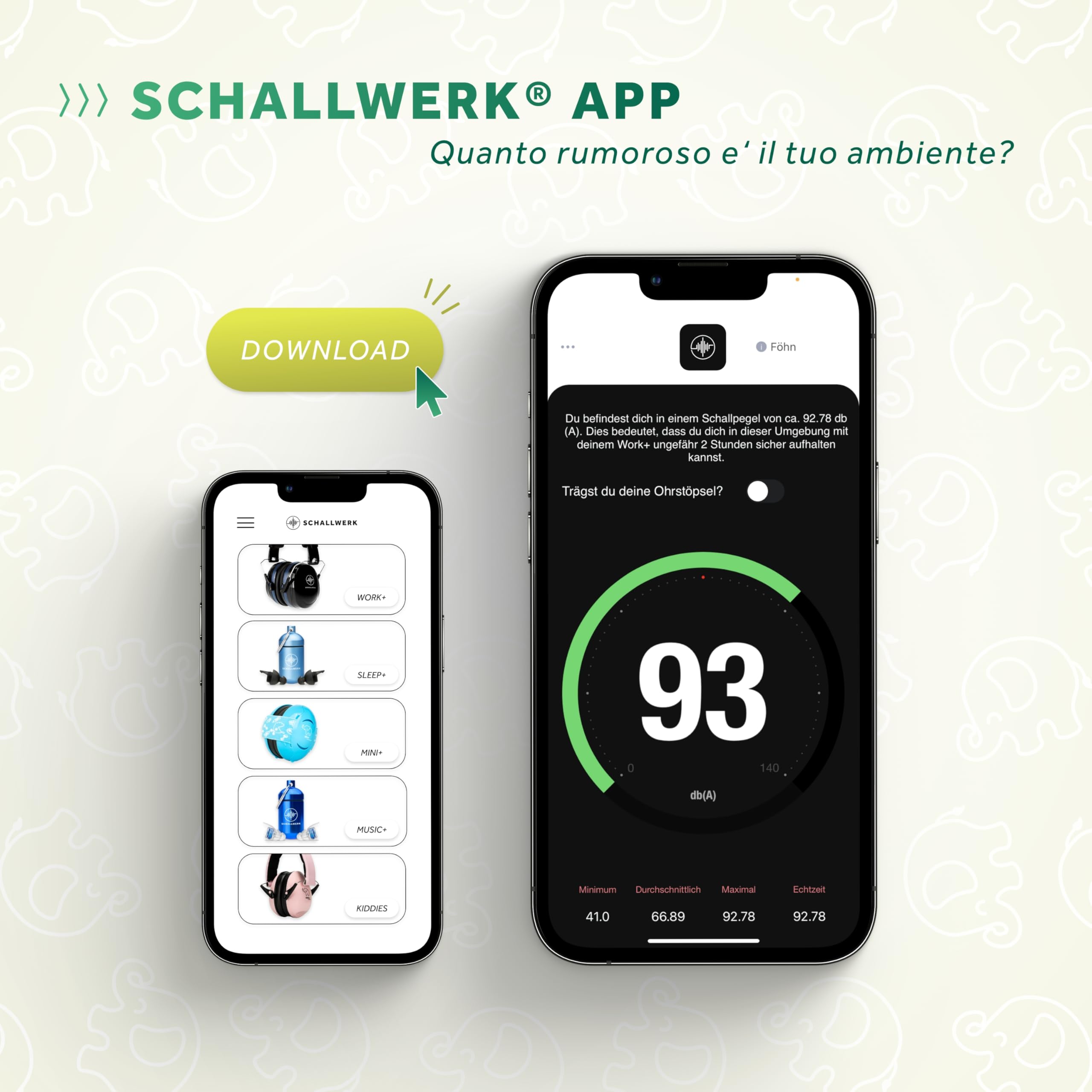 Schallwerk ® Paraorecchie per bambini (Jungle Green) | Protezione dell'udito per bambini – Cuffie di alta qualità – Paraorecchie ideali per tutti i giorni ed eventi