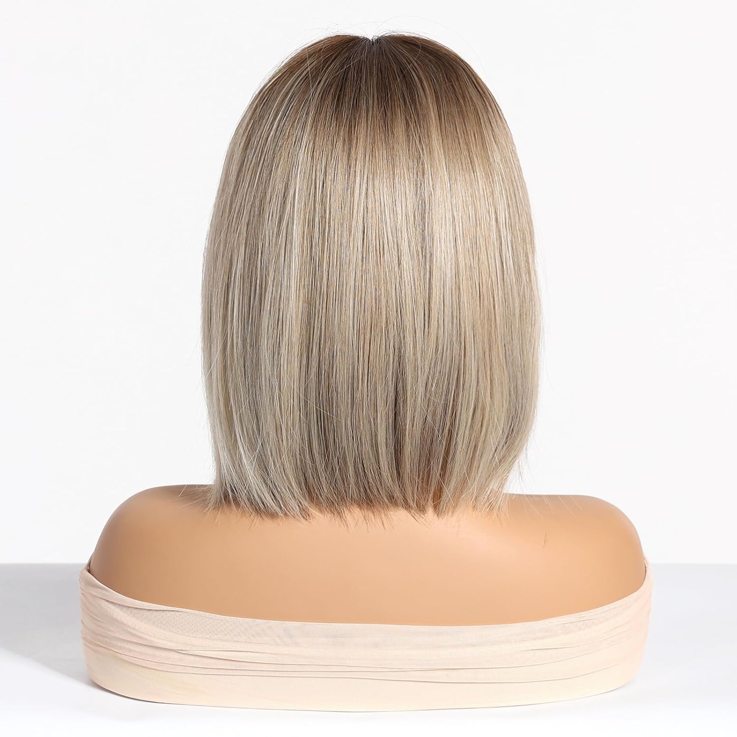 short Gradient Blonde wig for women - 10'' Bob Wig Synthetic Hair with Bangs, Straight Style for Daily Use