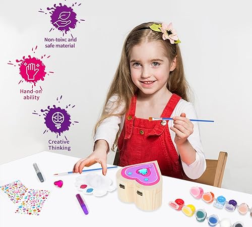 Miniatura 3 de Pinta tu propio joyero, suministros de arte, kits de pintura para niños y niñas de 4, 5, 6, 7, 8, cumpleaños, día de Pascua, 250 piezas de cuentas