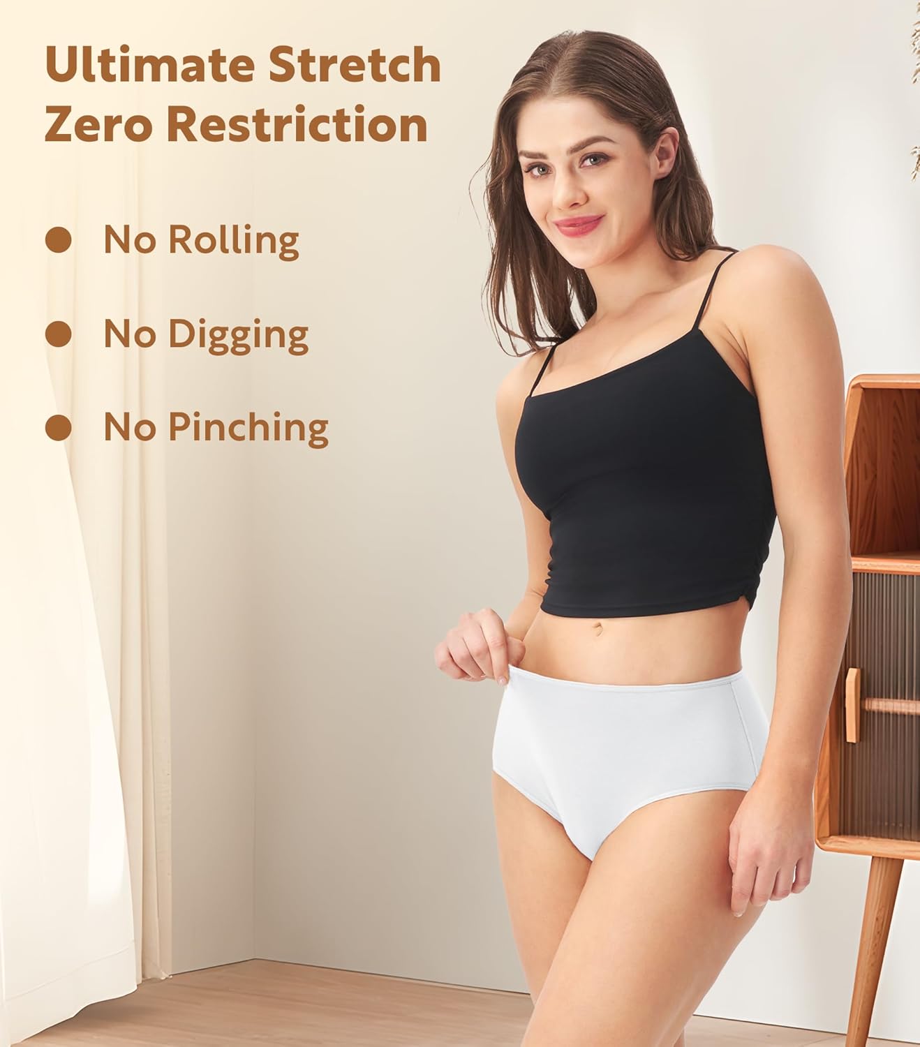 DAVID ARCHY Cotton High Waisted Underwear for Women Tummy Control Panties Full Coverage Briefs 4 Pack Regular & Plus Size - Image 4