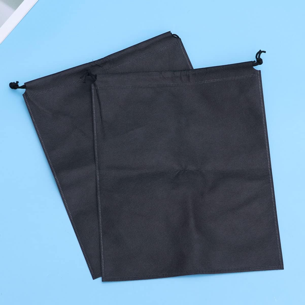 12pcs Drawstring Storage Bags Black 40x30cm Nonwoven Fabric image 2