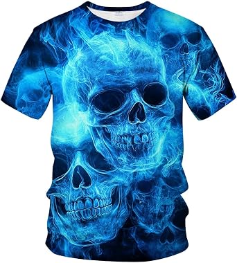 Mens Skull Graphic Tshirt 3D Print Skeleton Shirt for Men Funny Skull Tees Top