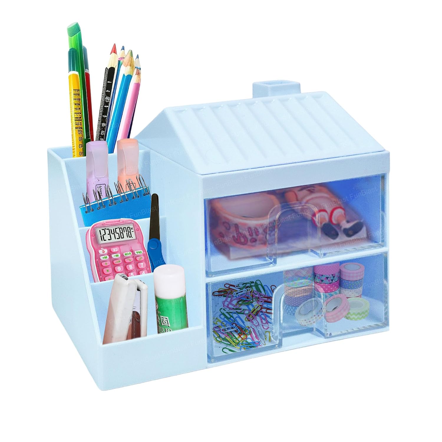 FunBlast Stationary Desk Organizer – Hut Shaped Stationary Holder Stand with Drawer, Multifunctional Desk Organizer, Offic... - Review, Price and Buying Guide