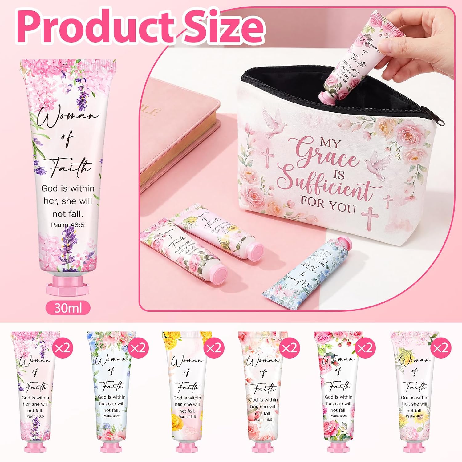 Loopeer 12 Pcs Christian Gifts for Women Bulk Women of Faith Hand Creams Bible Verse Religious Church Gifts Portable Hand Lotion for Vbs Ladies Group Prayer Welcome Bag Stuffer Party Favors