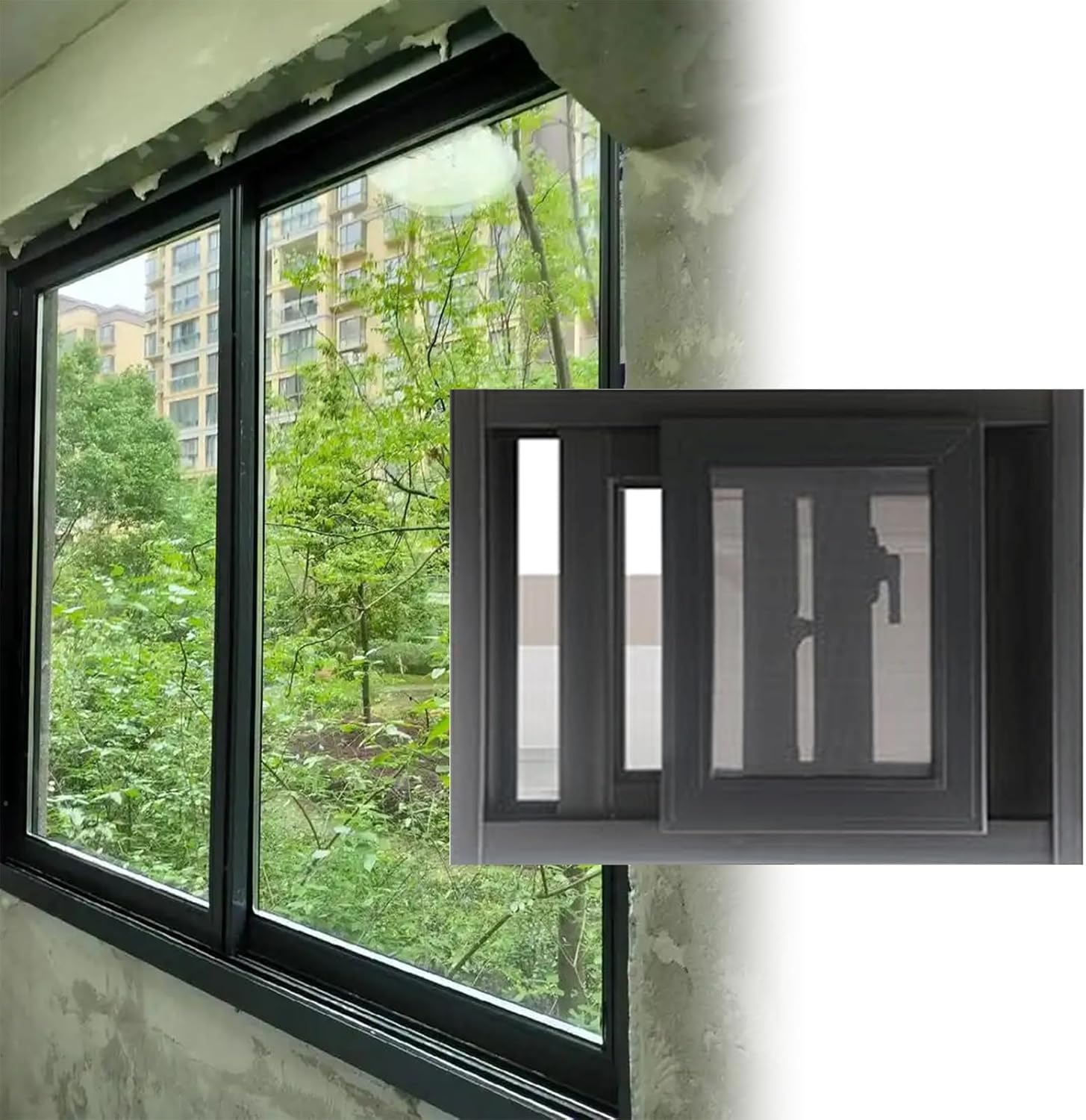 Black 21x16in Horizontal Sliding Window for Chicken Coop, Shed, Garage & Playhouses - Screen Included, Durable & Stylish 53x41cm Design