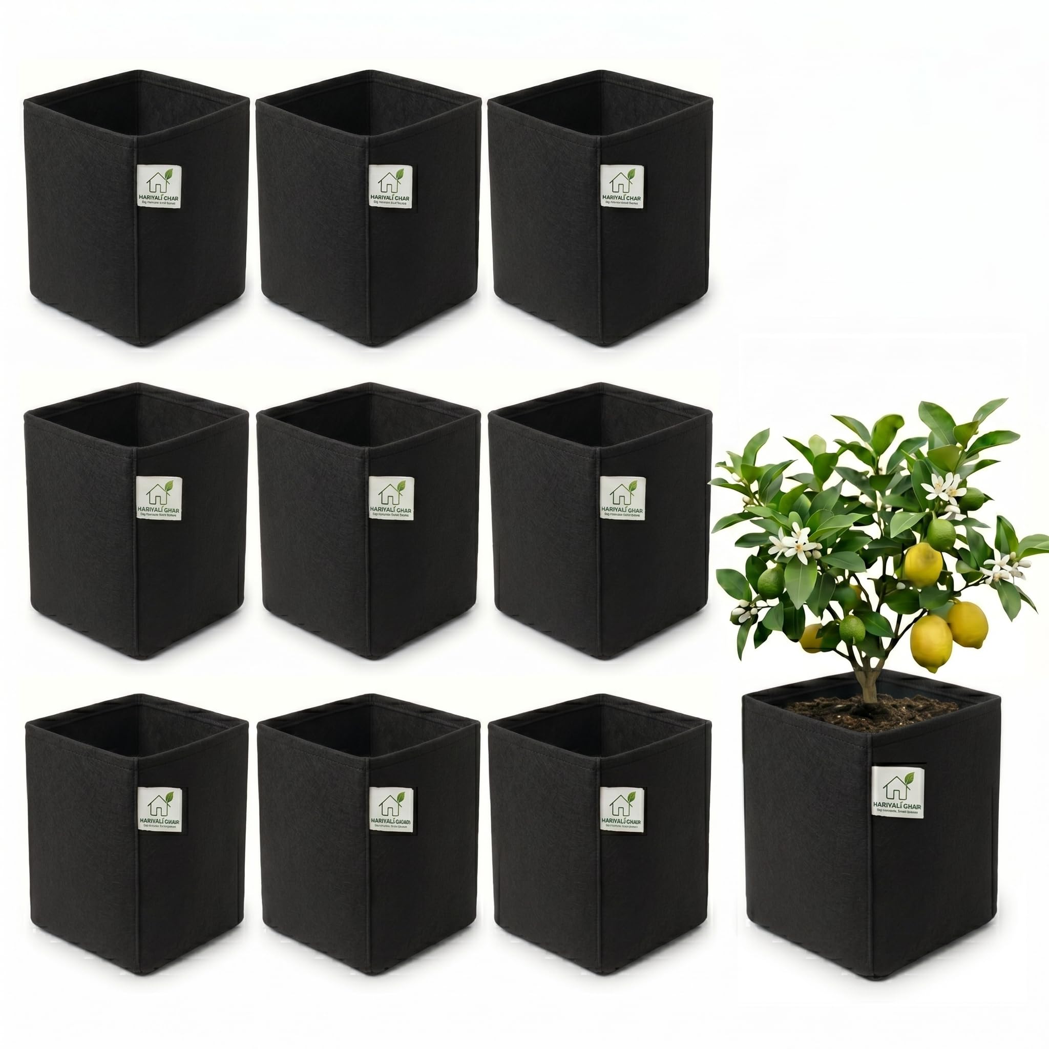 400 GSM Geo Fabric Square Grow Bag 8x8x8 Inch Black Pack of 1 | 400 GSM Durable Geo Fabric Grow Bag-picture-27