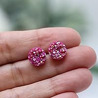 Vista 18 de Pendientes de imitación drusa en postes de plástico hipoalergénico de 0.394 in Púrpura